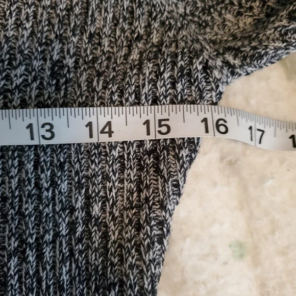 Tomfoolery Open Front Fringe Trim Long Sweater Cardigan, M, Black & White - Picture 9 of 10